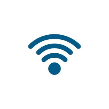 Beyaz Arkaplanda Wi-Fi Mavi Simge. Mavi Düz Biçim Vektör İllüstrasyonu