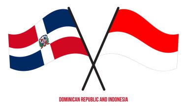 Dominik Cumhuriyeti ve Endonezya Bayrakları Çapraz ve Sallanan Düz Tarz. Resmi Orantı