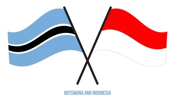 Botswana Dan Indonesia Bendera Disilangkan Dan Melambaikan Gaya Datar Proporsi - Stok Vektor