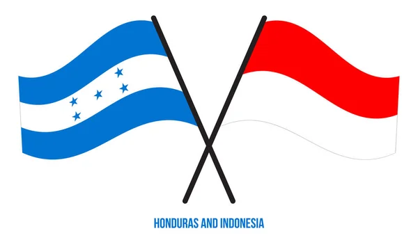 Honduras Indonesia Flags Crossed Waving Flat Style Dalam Bahasa Inggris - Stok Vektor