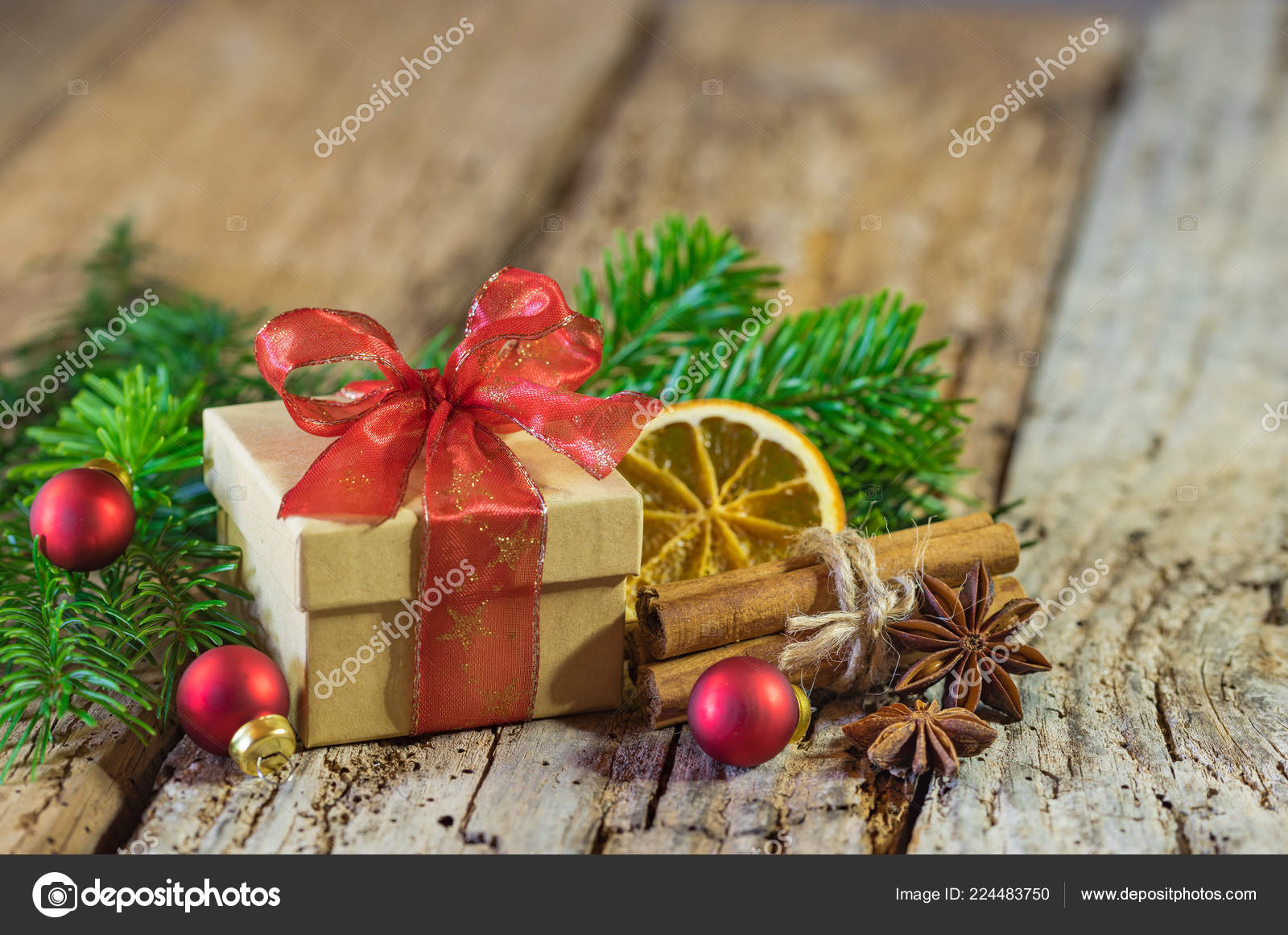 christmas present red ribbon natural decorations wood background stock photo - Christmas Present Decoration christmas present red ribbon natural decorations wood background stock photo - Christmas Present Decoration