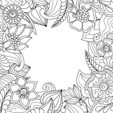 Sihirli çizilmiş çiçek ve bitki dekorasyon için. El çiçek arka plan boyalı. Botanik kartı şablonu. Çerçeve. Doğa çizim