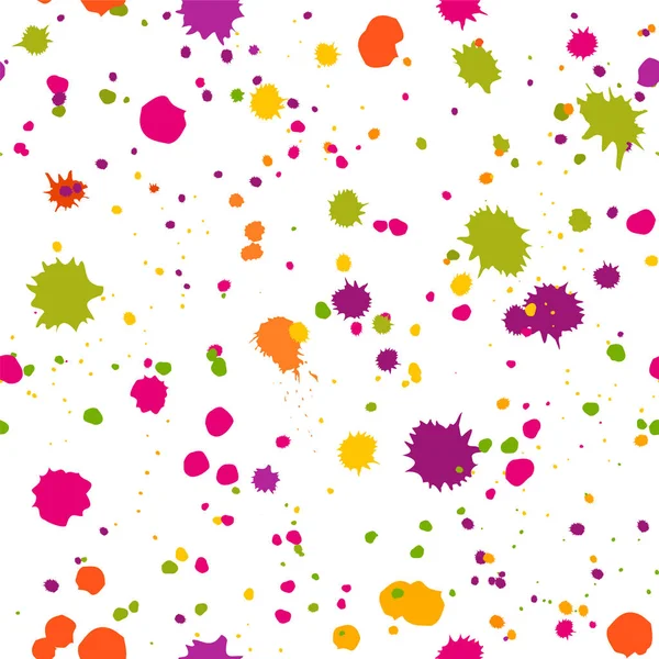 Seamless Paint Background Drops Splashes Bright Watercolor Pattern — Stock Vector