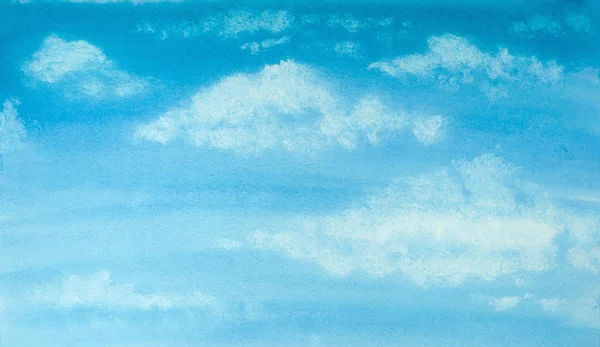 Aquarelle Ciel Bleu Avec Nuages — Photo