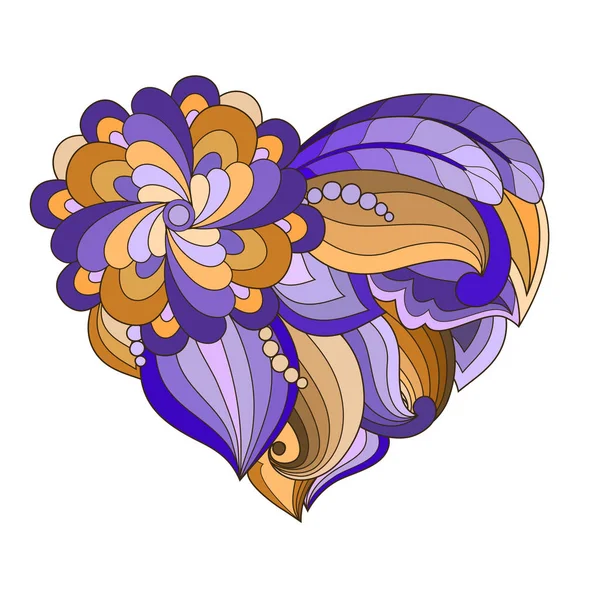 Coração Desenhado Com Flores Fábricas Dia Valentim Casamentos — Vetor de Stock