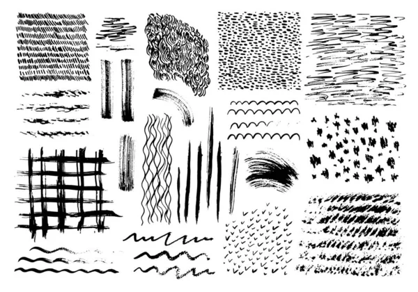 Conjunto Texturas Líneas Dibujadas Mano Estilo Doodle Objetos Vectoriales Para — Vector de stock