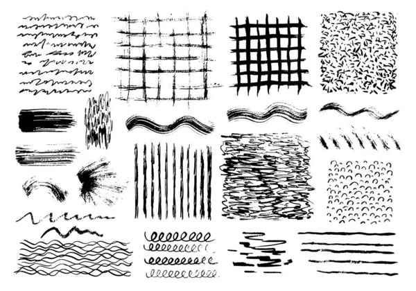 Conjunto Texturas Desenhadas Mão Linhas Estilo Doodle Objetos Vetoriais Para —  Vetores de Stock