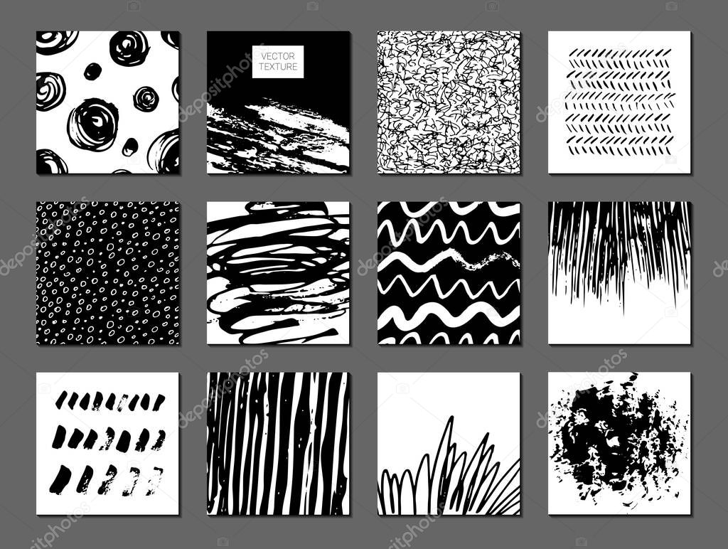 Set of Hand drawn textures and lines. Doodle style. Vector objects for brush.. Collection modern abstract elements for background, posters, template, cards, banners for business