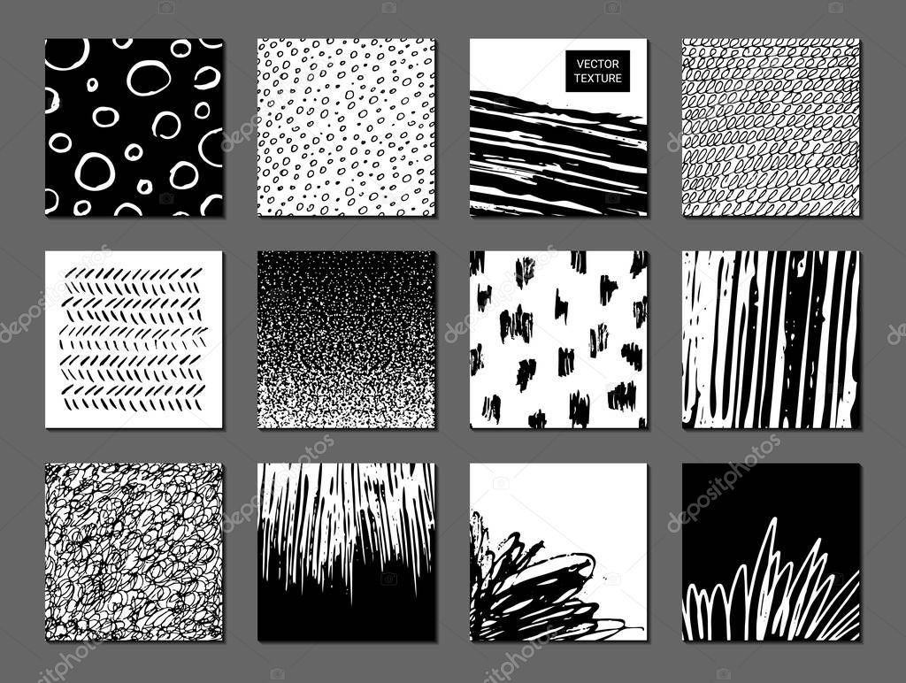 Set of Hand drawn textures and lines. Doodle style. Vector objects. Abstract elements. Collection of modern background, posters, template, cards, banners for business