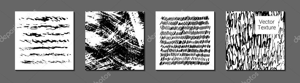 Set of hand drawn textures and lines. Doodle style. Vector grunge modern textured brush stroke, doodle, scribbled. Abstract elements. Collection of modern background, posters, template, cards, banners for business