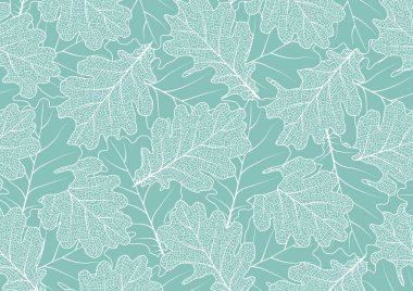 Sonbahar yapraklarıyla desenli arka plan. Doğal element. Bitki izi. Vektör sezonu afişi, şablon, tebrik kartı, çerçeve. Modern stil dokusu. Mevsimlik tatil için meşe yaprağı, davetiye.