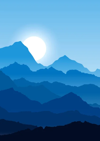 Επίπεδο Ορεινό Τοπίο Πρωί Στα Βουνά Σχεδιασμός Για Τουρισμό Και — Διανυσματικό Αρχείο