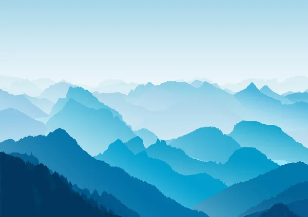 平らな山の風景 山の中で朝 観光や旅行のためのデザイン ベクトル自然背景 バナー テンプレート — ストックベクタ
