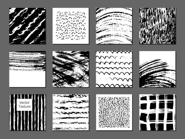 Conjunto Texturas Linhas Desenhadas Mão Estilo Doodle Vector Grunge Moderno —  Vetores de Stock