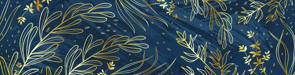 Прапор Листям Рослинами Абстрактні Природні Елементи Векторний Принт Рослин Фону — стоковий вектор