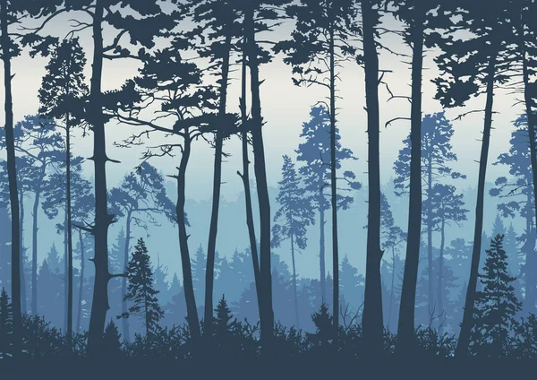 Fondo Con Plantas Paisaje Del Condado Con Árboles Bosque Vector — Archivo Imágenes Vectoriales