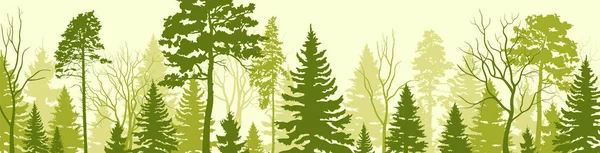 Paysage Rural Forêt Été Bannière Naturelle Avec Arbres Verts Plantes — Image vectorielle