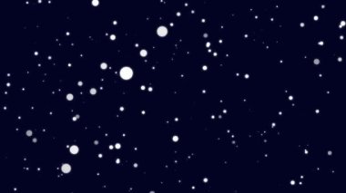 Güzel mavi gökyüzü ve parlak karlı kış tatili animasyonu. Gece gökyüzü parlıyor, havada uçan kar taneleri var. Bokeh 'le parlak Noel görüntüleri. Parlak hareket arkaplanı. 