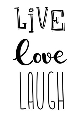 Kartpostal dekorasyonu için canlı, aşk, gülmek tipografi metin işareti