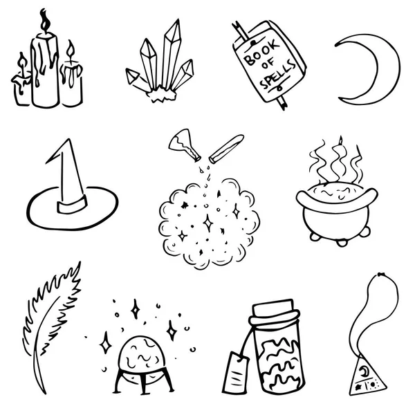 Halloween witchcraft magic sketch retro vintage doodle — Stock Vector