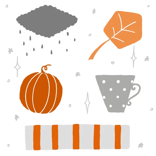 Halloween autumn magic elements illustration in orange — Stock Photo, Image