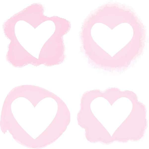 Akvarell hjärtan för alla hjärtans dag, bröllop årsdagen blommor — Stock vektor