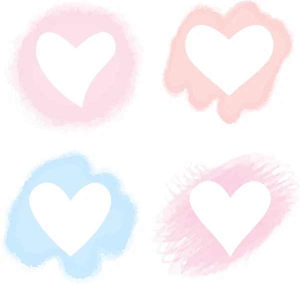 Coeurs aquarelle pour la Saint Valentin, mariage anniversaire templa — Image vectorielle