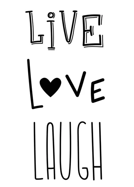 Live, amor, señal de texto tipográfico de risa para la decoración de postales — Archivo Imágenes Vectoriales