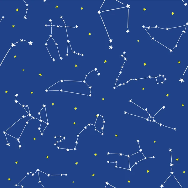 Constellation stars seamless pattern template for children babie