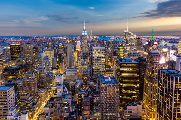 Cidade Nova Iorque Centro Skyline Pôr Sol — Fotografia de Stock