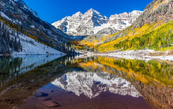 Vinter Och Höst Lövverk Vid Maroon Bells — Stockfoto