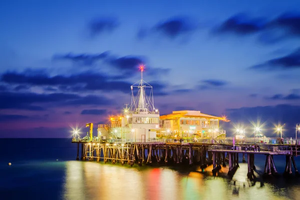 Santa Monica Pier Après Coucher Soleil Santa Monica Californie États — Photo