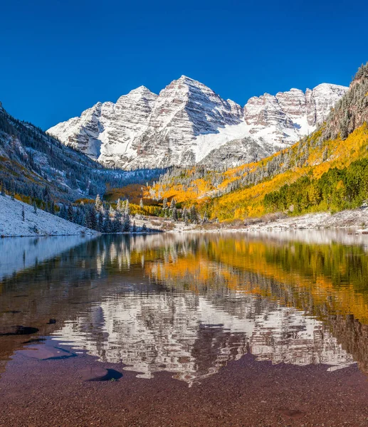 Maroon Bells Parque Nacional Falls Após Tempestade Neve Cedo — Fotografia de Stock