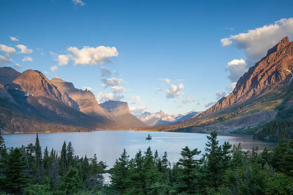 Mary Lake Och Vilda Gås Glacier Nationalpark Morgonen — Stockfoto