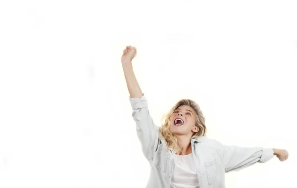 Junge Emotionale Sehr Schöne Mädchen Auf Einem Weißen Isolierten Hintergrund — Stockfoto