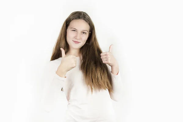 Bright Beautiful Girl Emotionally Posing Isolated Background — Stock Photo, Image