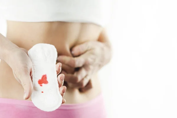 Vrouwen Periode Product Close Van Mooie Passen Slanke Vrouwelijke Lichaam — Stockfoto