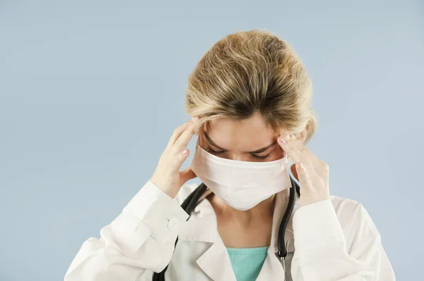 Close Portrait Beautiful Girl Doctor White Isolated Background Concept Medicine — Stock Photo, Image