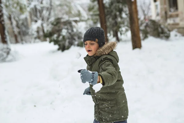 Portrait Happy Kid Outdoor Snow — Stock Photo, Image