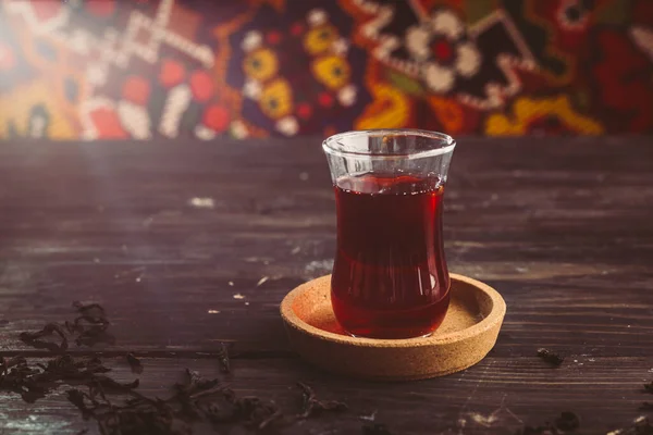 Gyümölcs Török Tea Fából Készült Asztalon — Stock Fotó