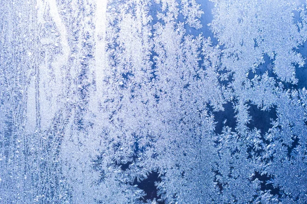 Hiver Froid Dessine Très Beaux Motifs Sur Fenêtre Eau Gèle — Photo