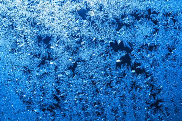Frío Invierno Dibuja Patrones Muy Hermosos Ventana Agua Congeló Como —  Fotos de Stock