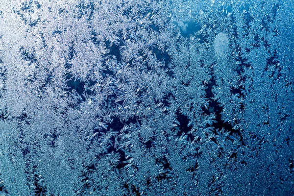 Frío Invierno Dibuja Patrones Muy Hermosos Ventana Agua Congeló Como —  Fotos de Stock