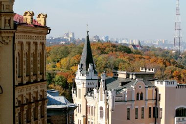 Güzel manzara Podol, Kiev üzerinde. Ukrayna. İnşaat ve Mimarlık.