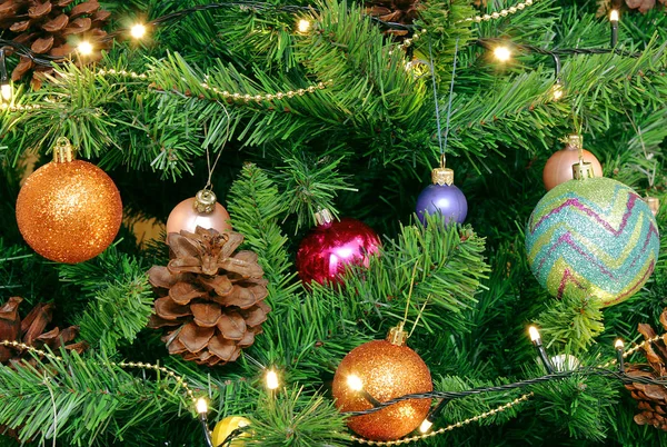 グリーティング カードやサイトのクリスマス背景 大きなコーン緑新年の美しい枝 — ストック写真