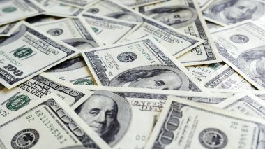 ABD 'nin banknotların dokusu. Amerikan para arka plan yığını. Dolar faturaları