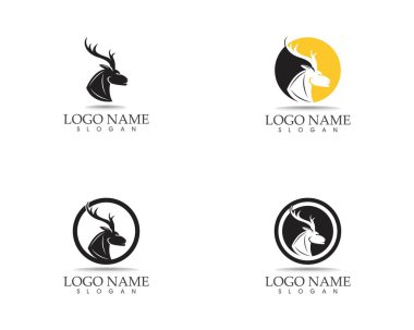 Geyik başı simgesi logo tasarımı vektör çizimi