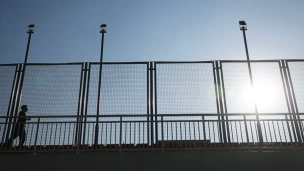 Equipo Jóvenes Asiáticos Adultos Corriendo Parte Superior Del Estadio Stand — Vídeos de Stock