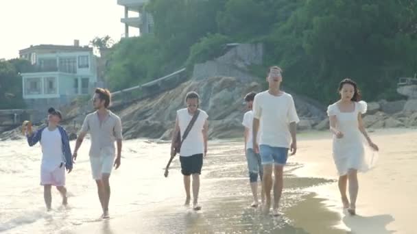 Jovem Asiático Adultos Ter Diversão Andando Praia — Vídeo de Stock