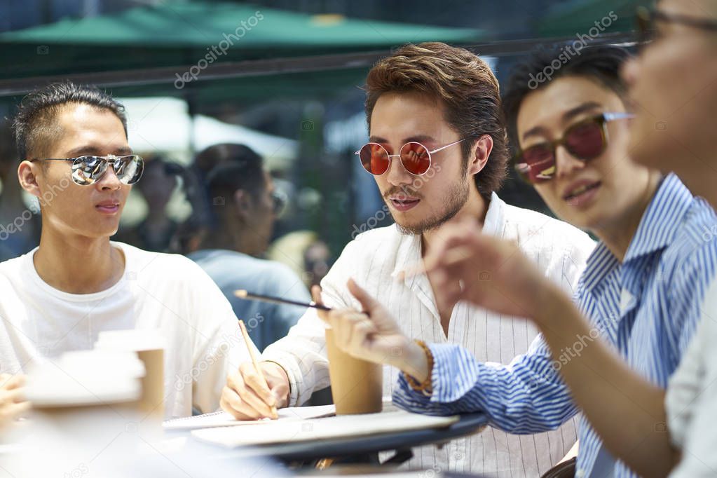 asian college students meeting outdoors